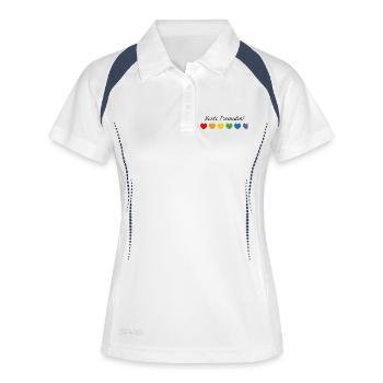 Regenbogenherzchen Beste Freundin - Frauen Polo atmungsaktiv - Weiß/Navy - Vorne