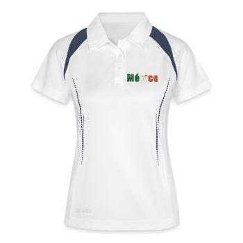 México - Frauen Polo atmungsaktiv - Weiß/Navy - Vorne