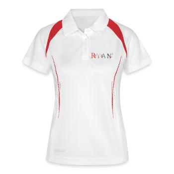 RYAN Nom Art avec fleurs brodées - Polo respirant Femme - blanc/marine - Devant