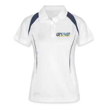 Ostblock Latino Ukrainer Ukraine Geschenk - Frauen Polo atmungsaktiv - Weiß/Navy - Vorne