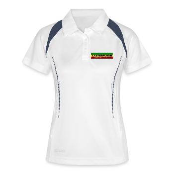 LASTERFAHREI - Do Reggae Mi Ned Auf! REGGAE Eckig - Frauen Polo atmungsaktiv - Weiß/Navy - Vorne