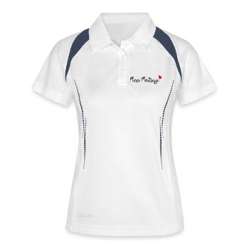 MERCI. MAÎTRESSE. MAÎTRE. MERCI MAÎTRESSE - Polo respirant Femme - blanc/marine - Devant