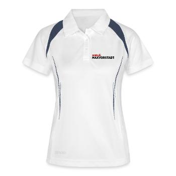 Karl Maxvorstadt Retro Wortspiel - Frauen Polo atmungsaktiv - Weiß/Navy - Vorne