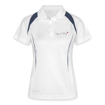 ALLES GUTE ZUM GEBURTSTAG. ALLES GUTE ZUM GEBURTSTAG. JAHRESTAG. - Frauen Polo atmungsaktiv - Weiß/Navy - Vorne