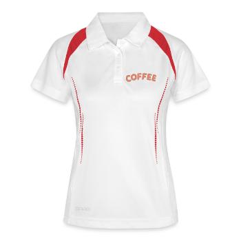 Café typographie en arc - Polo respirant Femme - blanc/marine - Devant