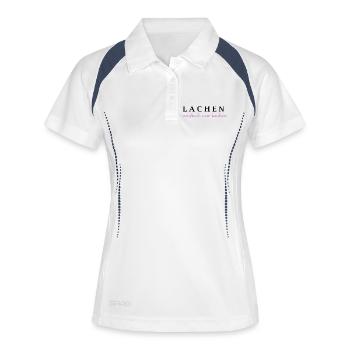 rire ! Riez simplement. - Polo respirant Femme - blanc/marine - Devant