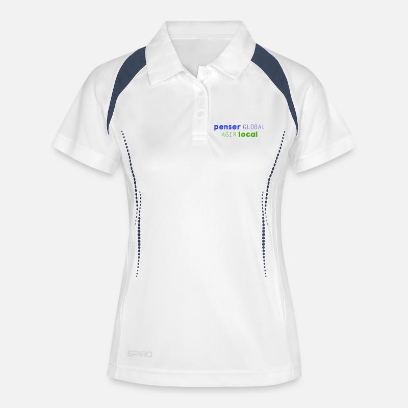 Think GLOBAL, Act LOCAL - Women's Polo breathable - white/navy