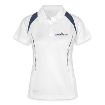 Kunst des Dhaka City Skyline National Monument - Frauen Polo atmungsaktiv - Weiß/Navy - Vorne