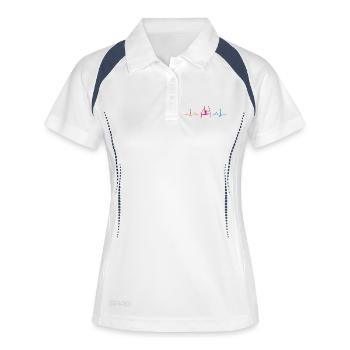 Écharpe verticale Battement de cœur Acrobaties aériennes Soie aérienne - Polo respirant Femme - blanc/marine - Devant