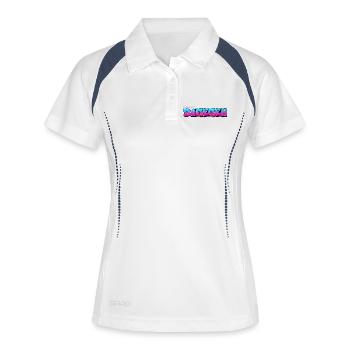 Ich bin ja nicht dagegen - verklausuliert positiv - Frauen Polo atmungsaktiv - Weiß/Navy - Vorne
