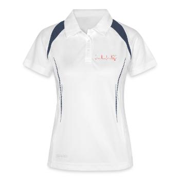 Herzschlag Design mit Stethoskop - Frauen Polo atmungsaktiv - Weiß/Navy - Vorne