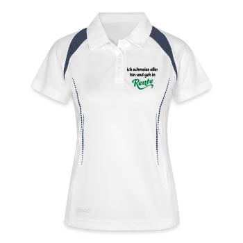 Lustige Geschenke für Rentner - Frauen Polo atmungsaktiv - Weiß/Navy - Vorne