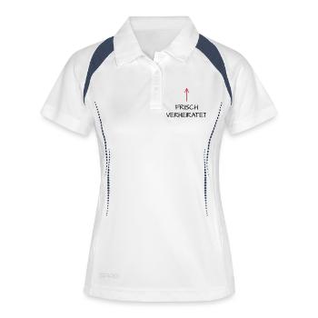 Frisch verheiratet Flitterwochen Hochzeitsreise - Frauen Polo atmungsaktiv - Weiß/Navy - Vorne
