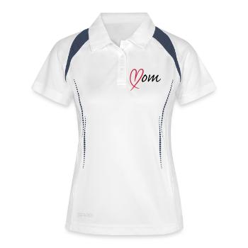 Mom Heart | Herz - Polo respirant Femme - blanc/marine - Devant