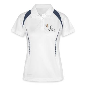 Giraffe fährt Achterbahn - Frauen Polo atmungsaktiv - Weiß/Navy - Vorne