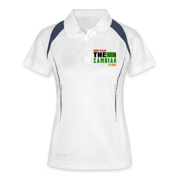 Design de drapeaux de la Zambie Keep - Polo respirant Femme - blanc/marine - Devant