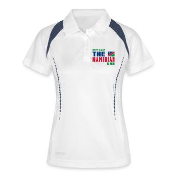 Keep Calm Namibia Flaggen Design - Frauen Polo atmungsaktiv - Weiß/Navy - Vorne