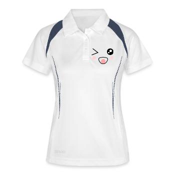 Fasching, Karneval, Kostüm, Kawaii - Frauen Polo atmungsaktiv - Weiß/Navy - Vorne