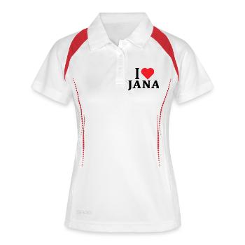 t-shirt J’aime Jana idée cadeau t-shirt - Polo respirant Femme - blanc/marine - Devant