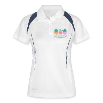 Wild Cactus: Trio de Cactus Mignons - Polo respirant Femme - blanc/marine - Devant