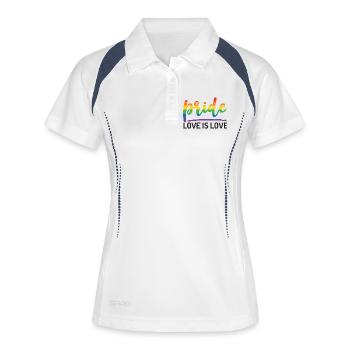 Fierté LGBTQ+. L’amour est l’amour. - Polo respirant Femme - blanc/marine - Devant