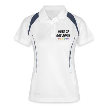Wieder aufgewacht - Pride Month - Frauen Polo atmungsaktiv - Weiß/Navy - Vorne