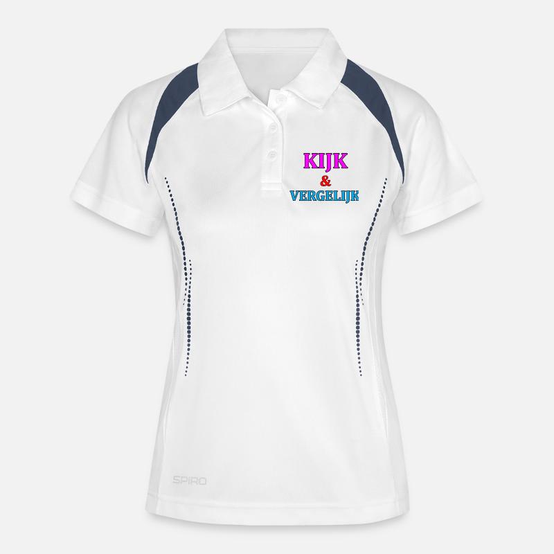 Look & Compare Motivation Print - Women's Polo breathable - white/navy