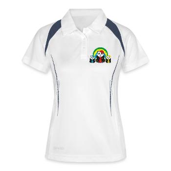 Party Panda Familie mit Hüten und viel Konfetti. - Frauen Polo atmungsaktiv - Weiß/Navy - Vorne