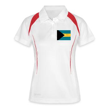 Flagge der Bahamas – Tropisches Nationalsymbol - Frauen Polo atmungsaktiv - Weiß/Navy - Vorne