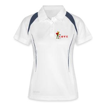 Graines d’amour avec des graines colorées - Polo respirant Femme - blanc/marine - Devant