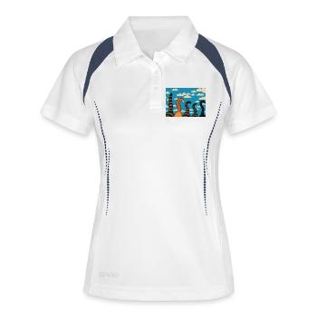 Queues de chat mignonnes contre un ciel nuageux - Polo respirant Femme - blanc/marine - Devant