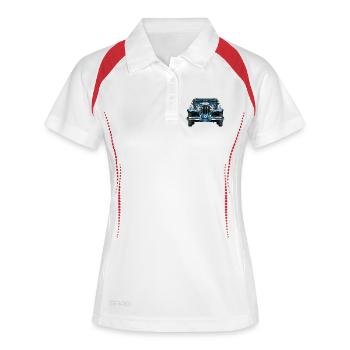 Oldtimer  - Frauen Polo atmungsaktiv - Weiß/Navy - Vorne