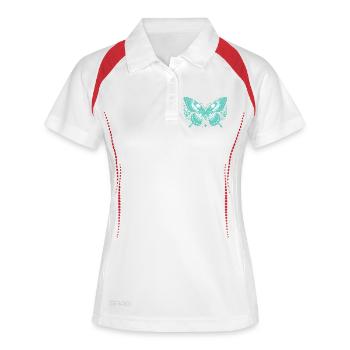Turquoise Butterfly and Flowers - Women's Polo breathable - white/navy - Front
