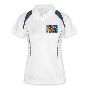 Paix intérieure Lettres arc-en-ciel - Polo respirant Femme - blanc/marine - Devant