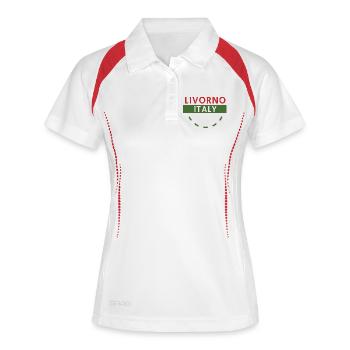 Livourne, Italie, emblème de voyage - Polo respirant Femme - blanc/marine - Devant