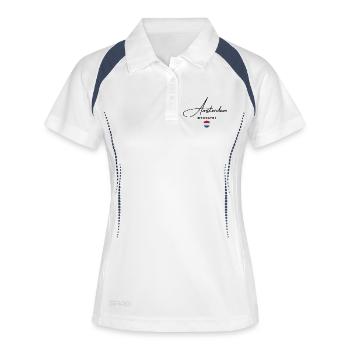 Amsterdam, Niederlande, ich liebe Amsterdam - Frauen Polo atmungsaktiv - Weiß/Navy - Vorne