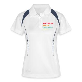 1945 Dezember Vintage Geburtstagsgeschenk - Frauen Polo atmungsaktiv - Weiß/Navy - Vorne