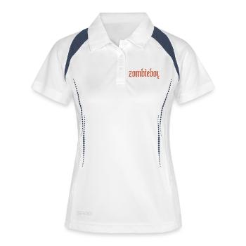 Zombieboy Gothic Schriftzug - Frauen Polo atmungsaktiv - Weiß/Navy - Vorne