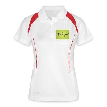 Script de remerciement sur Lime Green - Polo respirant Femme - blanc/marine - Devant
