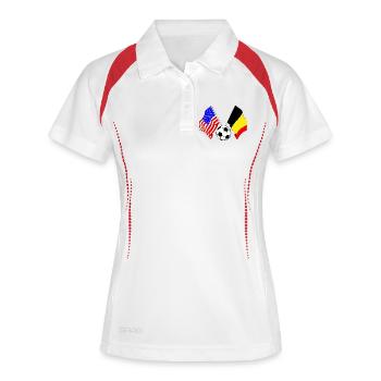 Football Belgique vs États-Unis - Polo respirant Femme - blanc/marine - Devant