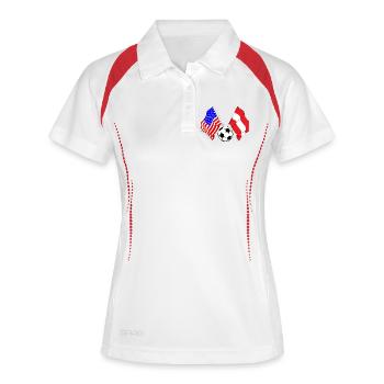 Football Autriche vs États-Unis - Polo respirant Femme - blanc/marine - Devant