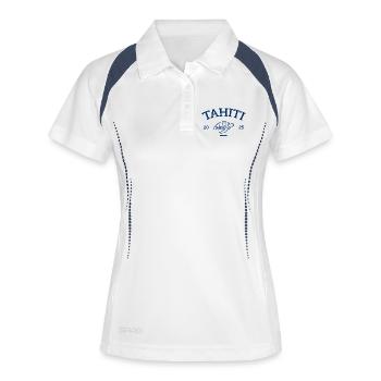 Tahiti - Turtle - French Polynesia - Schildkröte - Frauen Polo atmungsaktiv - Weiß/Navy - Vorne