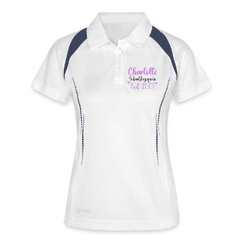Charlotte Geburtstagsqueen seit 2001 Geschenk - Frauen Polo atmungsaktiv - Weiß/Navy - Vorne