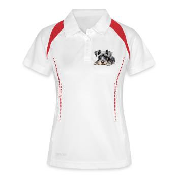 Miniature Schnauzer - Frauen Polo atmungsaktiv - Weiß/Navy - Vorne
