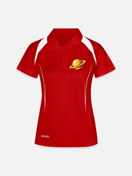 Saturne avec des anneaux lumineux - Polo respirant Femme - blanc/marine