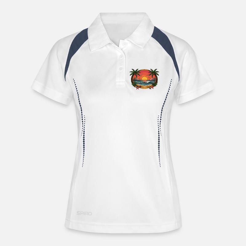 Tropical Sunset Wave Circle - Women's Polo breathable - white/navy