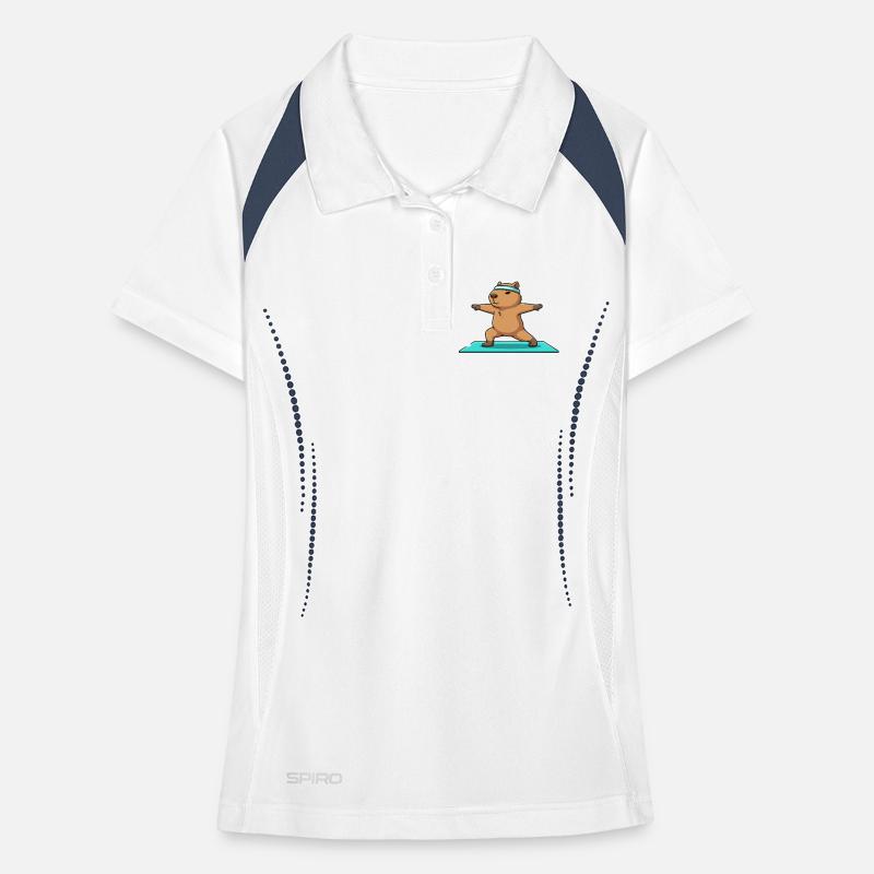 Yoga Capybara Rodent Doing Warrior Pose Women's Polo breathable