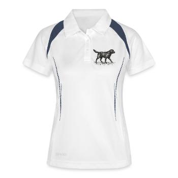Labrador Sketch – Minimalistisches Hund Design - Frauen Polo atmungsaktiv - Weiß/Navy - Vorne