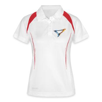 Triangle de design en maillot Style sportif bleu orange - Polo respirant Femme - blanc/marine - Devant