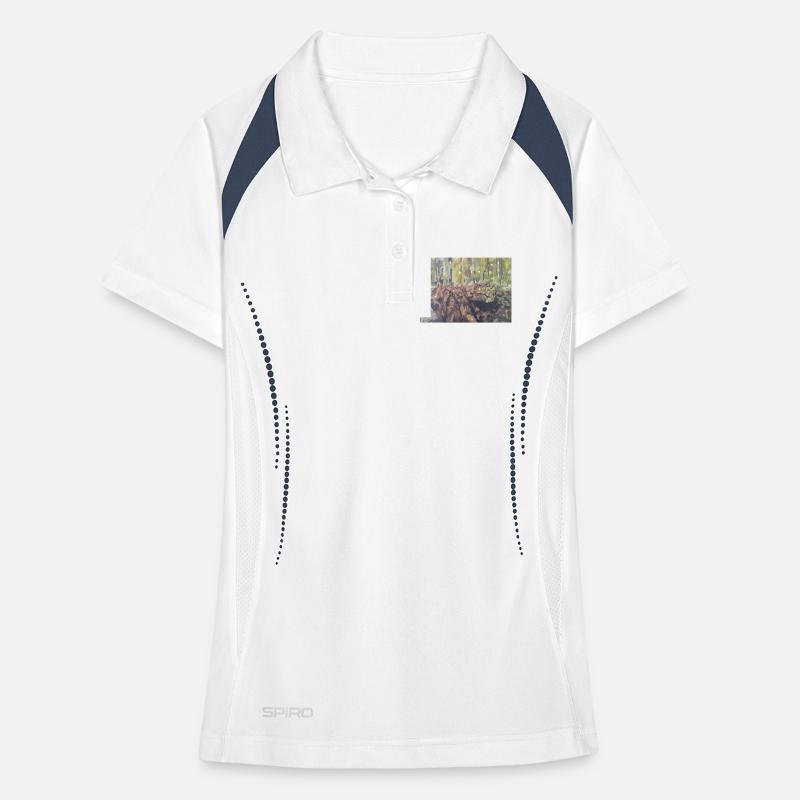 Baumstämme im Wald – eine impressionistische Landschaft Frauen Polo atmungsaktiv